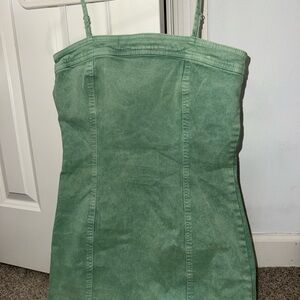 Green Thin Strap Denim Mini Dress